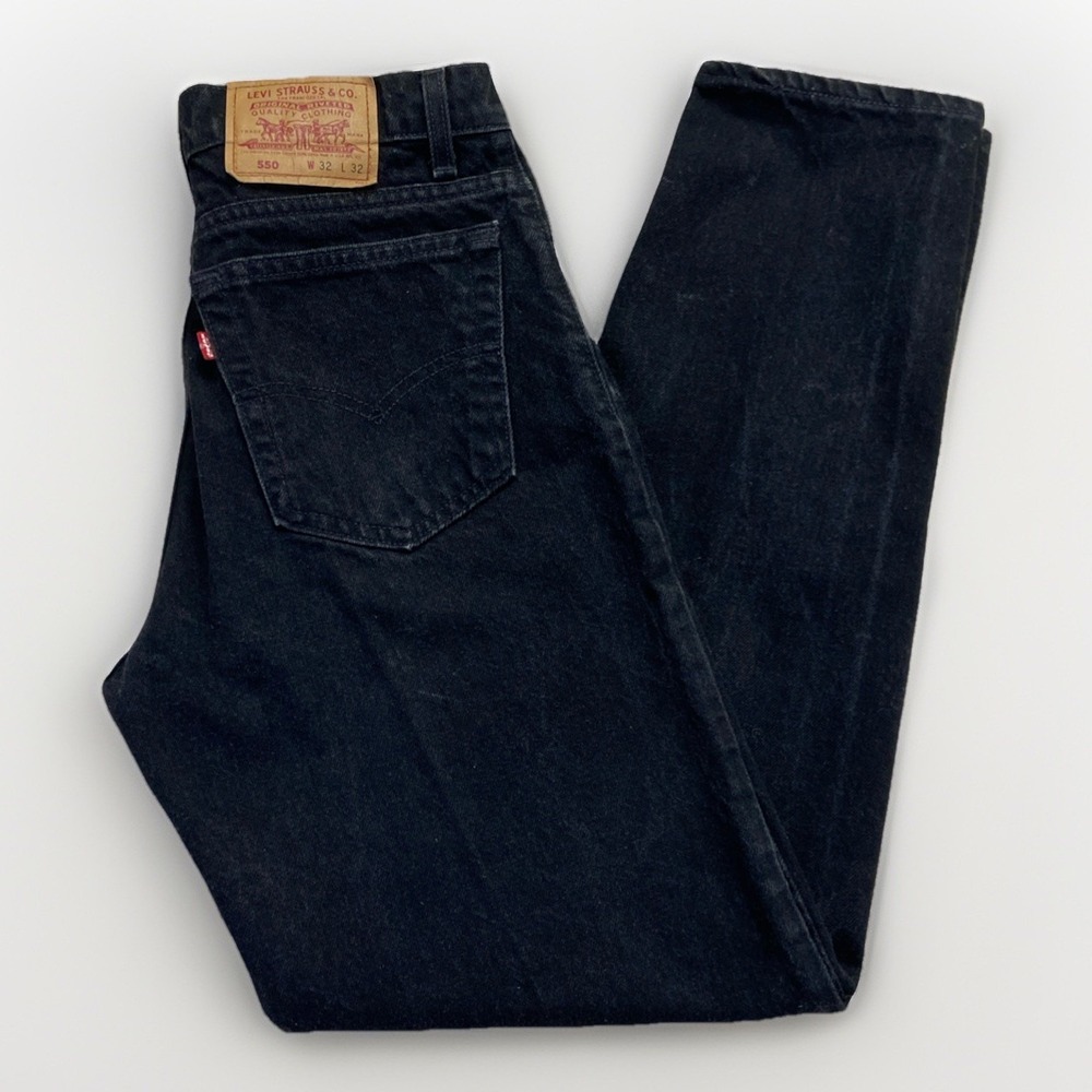 Vintage Levis 550 Jeans Mens 30 x 31 Black Relaxed Fit Straight Leg Denim 90s